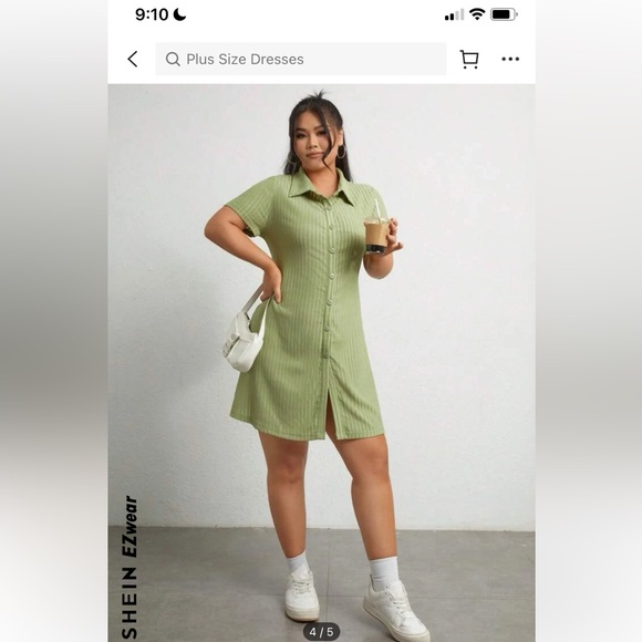 Button Front Rib Knit Dress - Picture 4 of 5